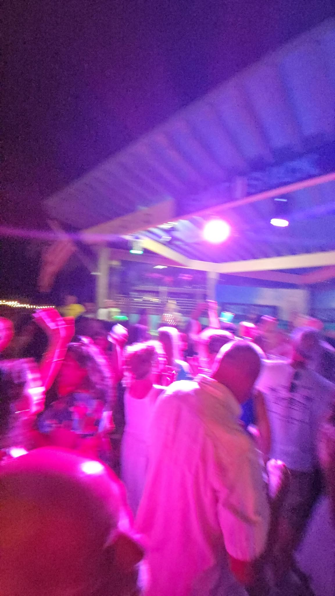 Salt Shack crowd moving beneath concert lights